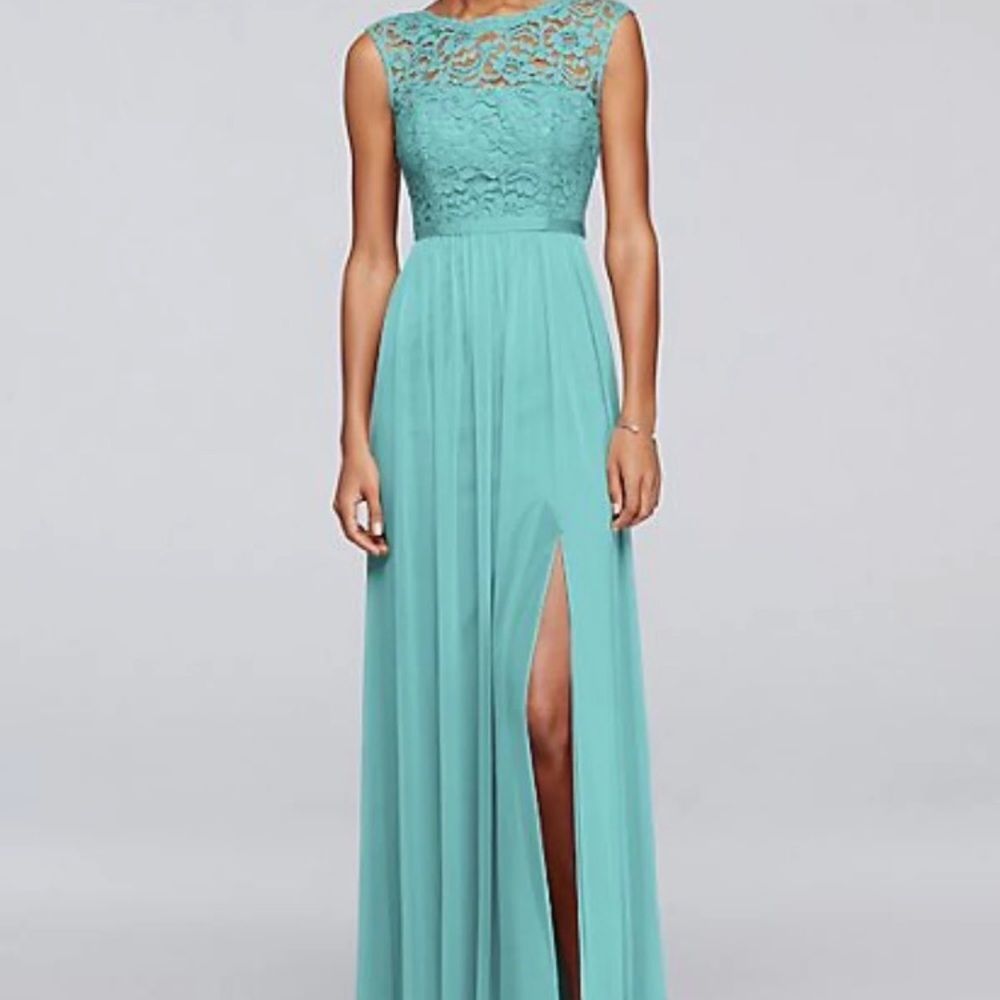 David’s Bridal Teal Dress